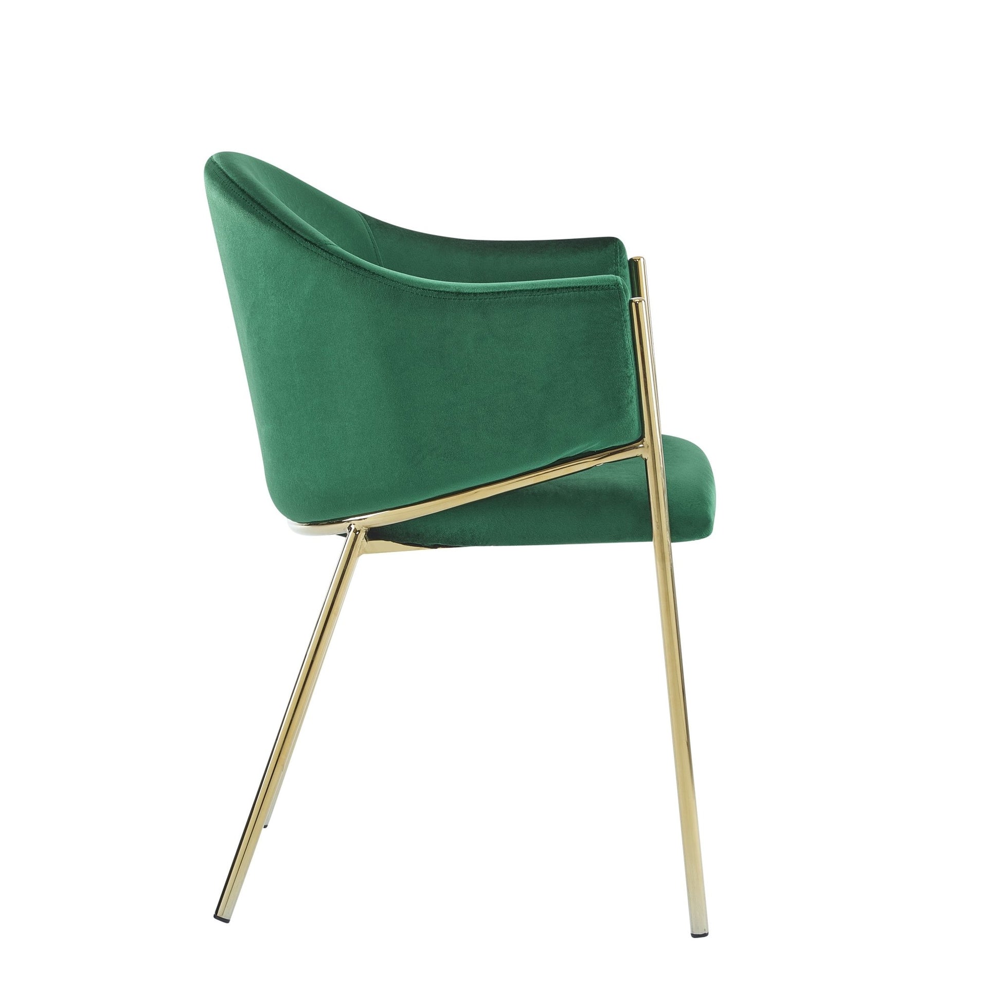 Modern Velvet Upholstered Dining Chair with Gold Metal Frame in Emerald and Gold - 1st Choice Furniture Direct