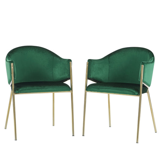 Modern Velvet Upholstered Dining Chair with Gold Metal Frame in Emerald and Gold - 1st Choice Furniture Direct