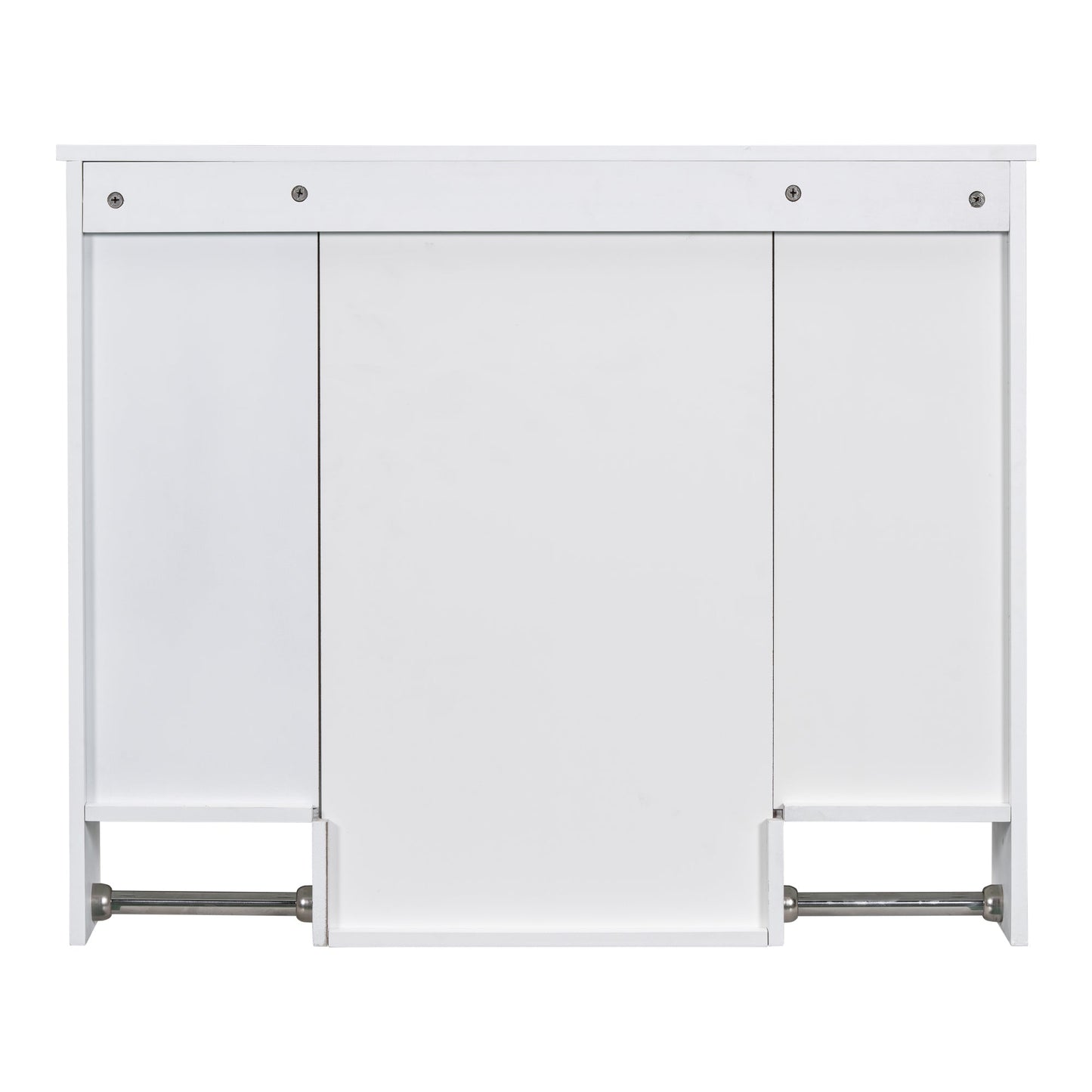Modern Wall Mounted Bathroom Storage Cabinet with Mirror, White MDF Medicine Cabinet with Towel Bar, 35'' x 28'' - 1st Choice Furniture Direct