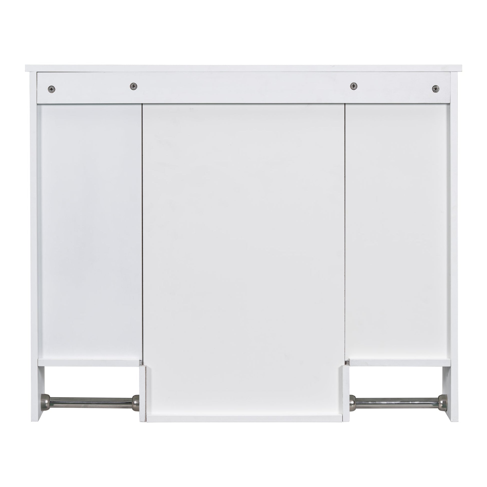 Modern Wall Mounted Bathroom Storage Cabinet with Mirror, White MDF Medicine Cabinet with Towel Bar, 35'' x 28'' - 1st Choice Furniture Direct