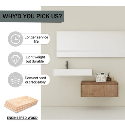 Modern Wall - Mounted Bathroom Vanity with Resin Sink and Soft Close Drawer in Imitative Oak, Plywood, 30 Inch - 1st Choice Furniture Direct