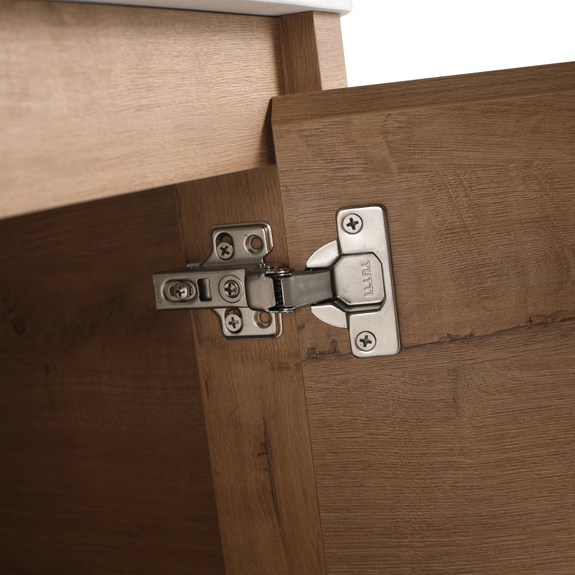 Modern Wall-Mounted Bathroom Vanity with White Stone Top & Ceramic Art Sink – Imitative Oak - 1st Choice Furniture Direct