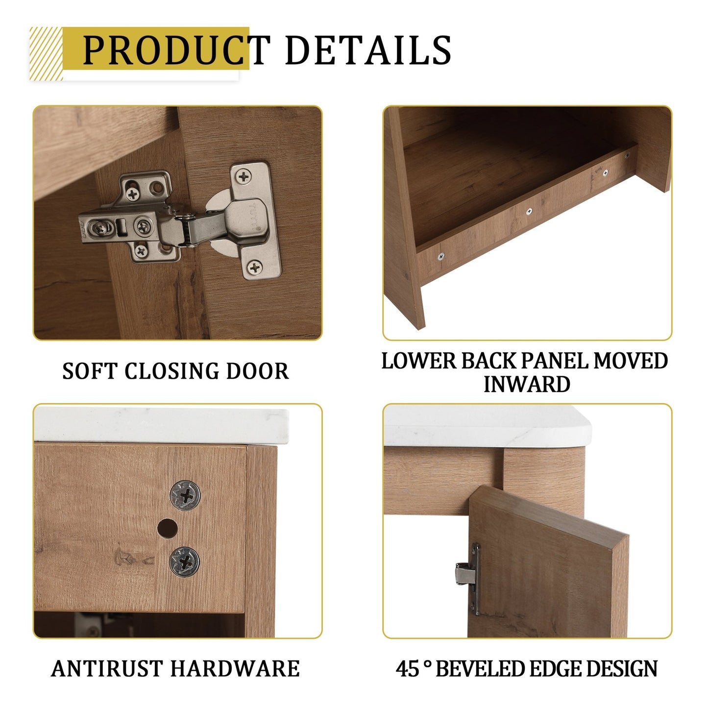 Modern Wall-Mounted Bathroom Vanity with White Stone Top & Ceramic Art Sink – Imitative Oak - 1st Choice Furniture Direct