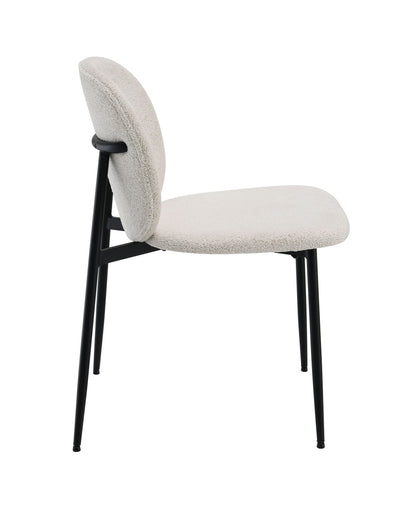 Modern White Boucle Dining Chair | Upholstered Accent Side Chair - 1st Choice Furniture Direct