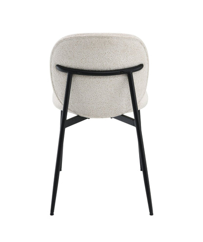 Modern White Boucle Dining Chair | Upholstered Accent Side Chair - 1st Choice Furniture Direct