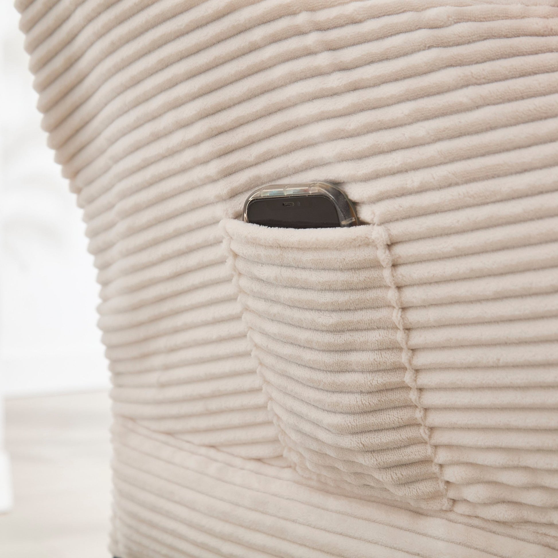 Modern White Lazy Chair with Ottoman and Side Storage Pocket - 1st Choice Furniture Direct