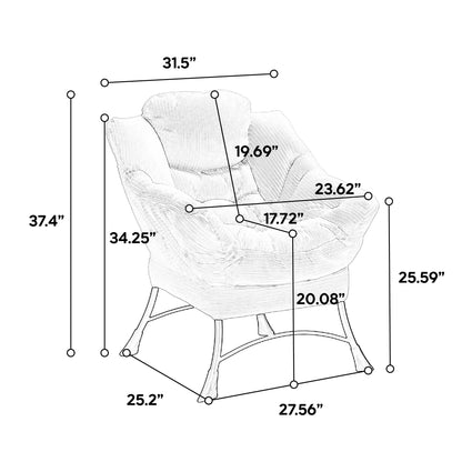 Modern White Lazy Chair with Ottoman and Side Storage Pocket - 1st Choice Furniture Direct