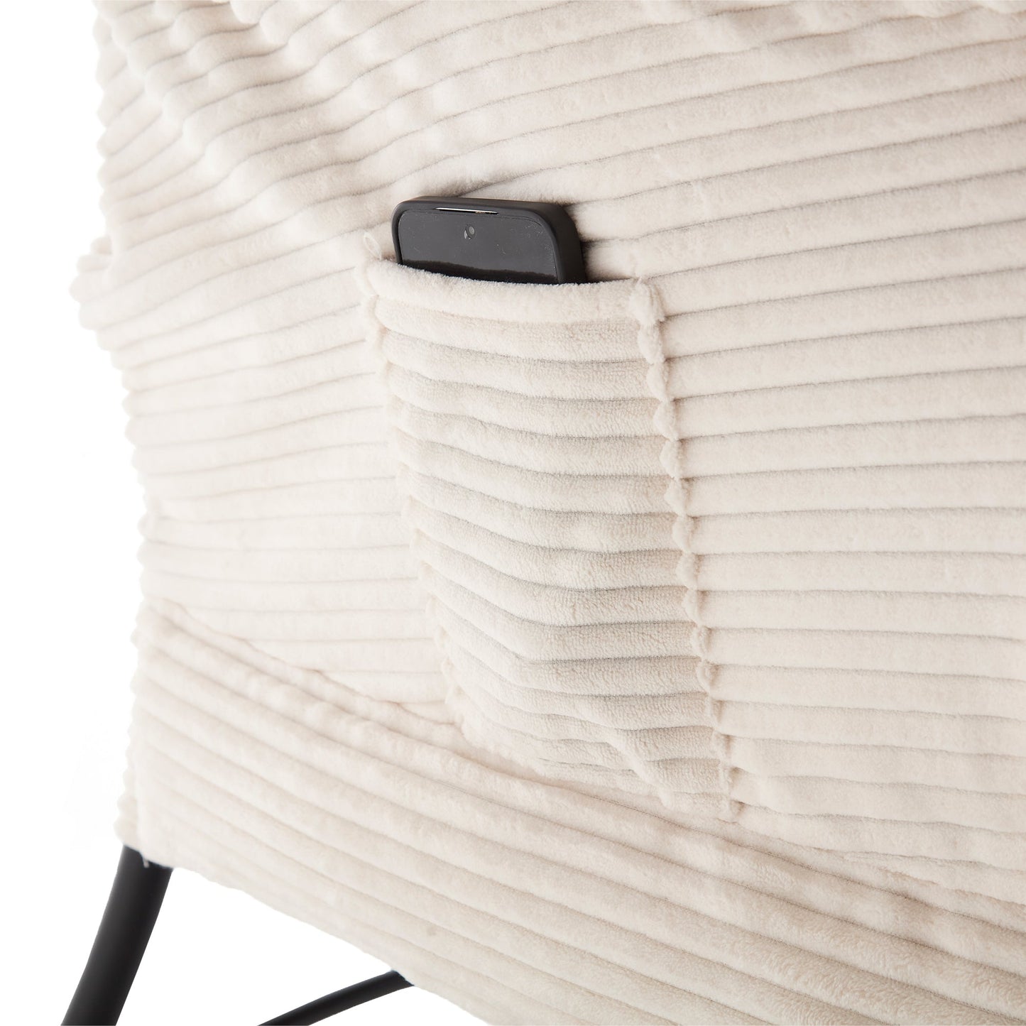 Modern White Lazy Chair with Ottoman and Side Storage Pocket - 1st Choice Furniture Direct