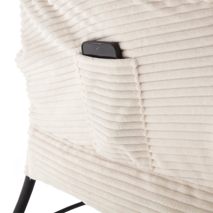 Modern White Lazy Chair with Ottoman and Side Storage Pocket - 1st Choice Furniture Direct