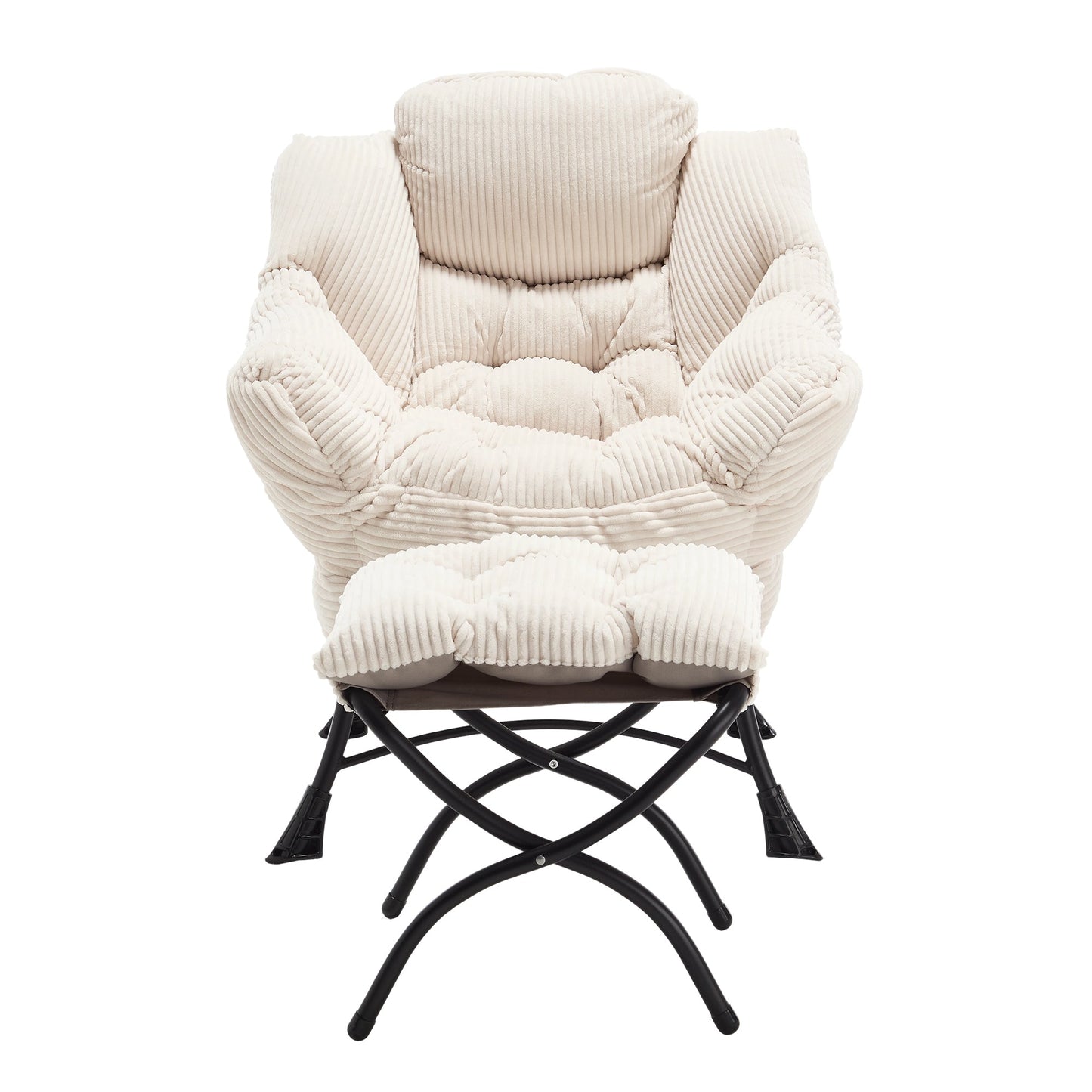 Modern White Lazy Chair with Ottoman and Side Storage Pocket - 1st Choice Furniture Direct