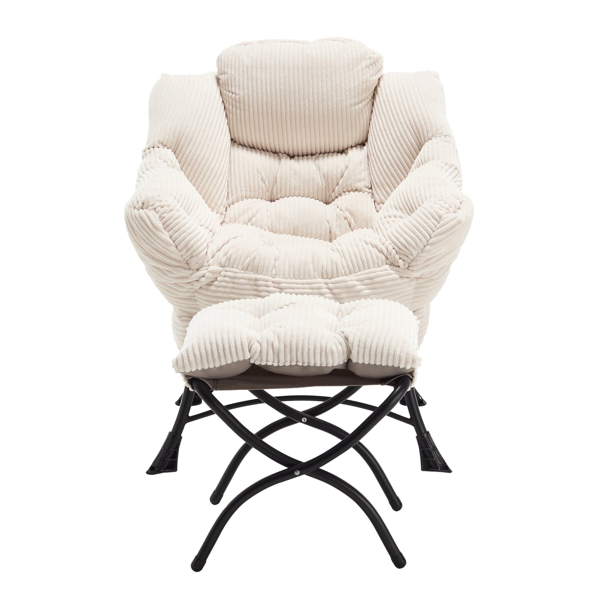 Modern White Lazy Chair with Ottoman and Side Storage Pocket - 1st Choice Furniture Direct