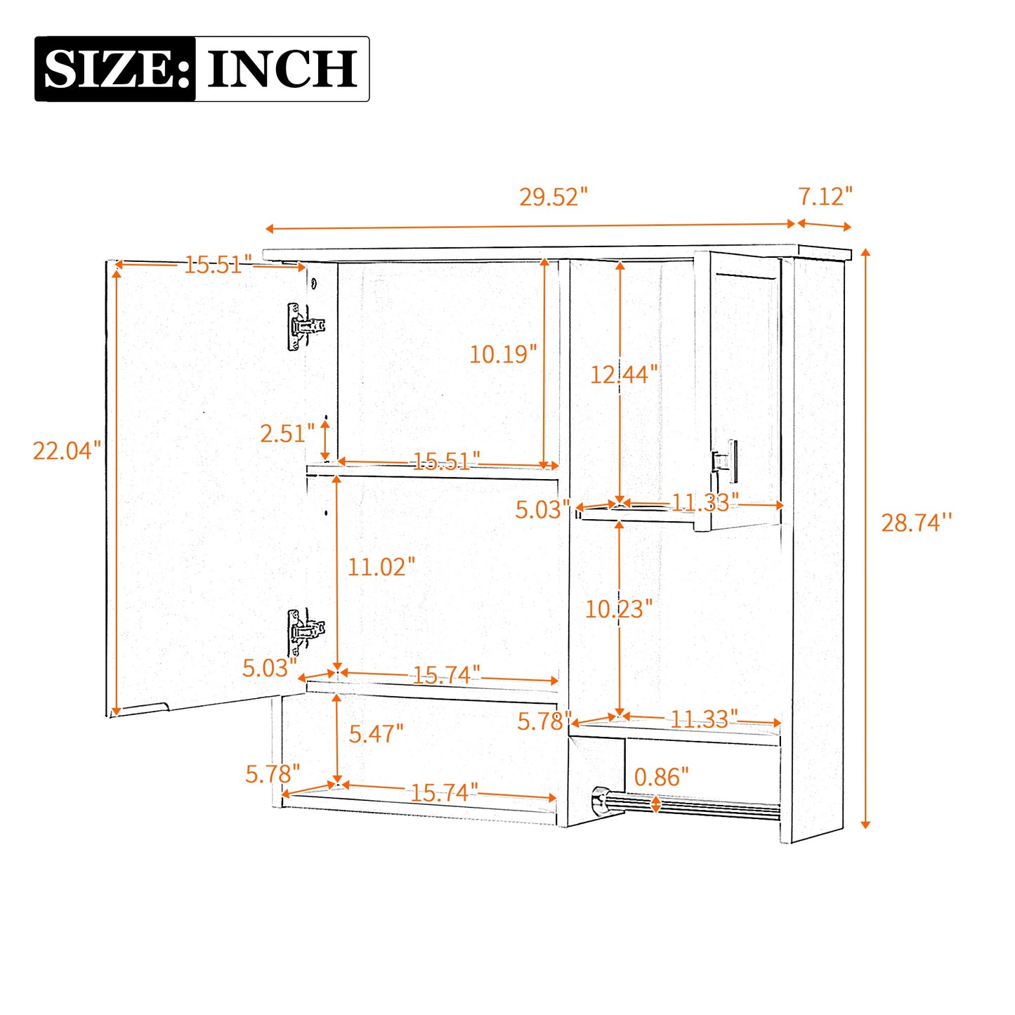 Modern White Wall - Mounted Bathroom Medicine Cabinet with Mirror, 29'' x 28'' Storage Cabinet with Adjustable Shelves and Towel Bar, MDF and Glass Construction - 1st Choice Furniture Direct