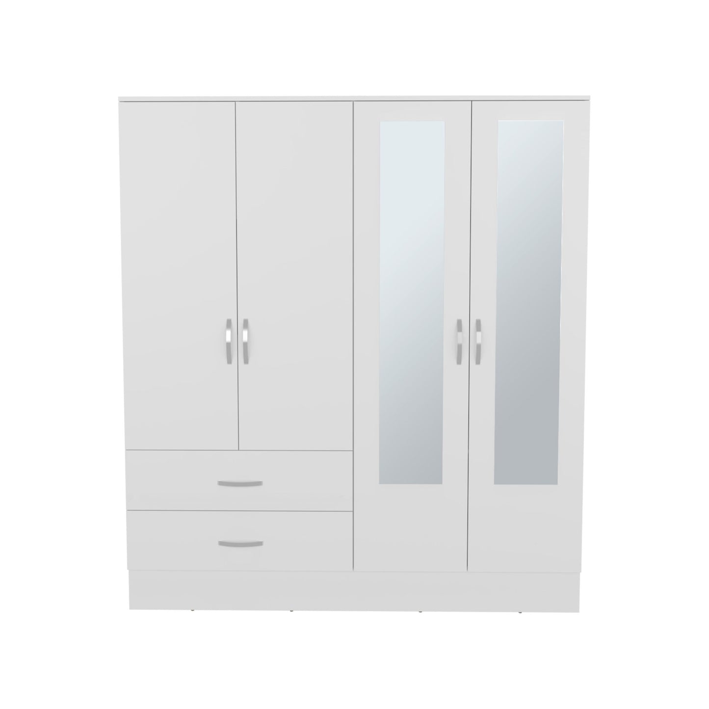 Modern White Wardrobe Armoire with Mirrors – Bedroom Storage Cabinet with Drawers - 1st Choice Furniture Direct