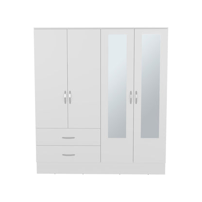 Modern White Wardrobe Armoire with Mirrors – Bedroom Storage Cabinet with Drawers - 1st Choice Furniture Direct