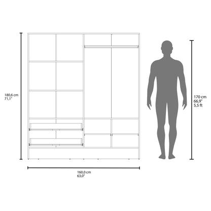 Modern White Wardrobe Armoire with Mirrors – Bedroom Storage Cabinet with Drawers - 1st Choice Furniture Direct