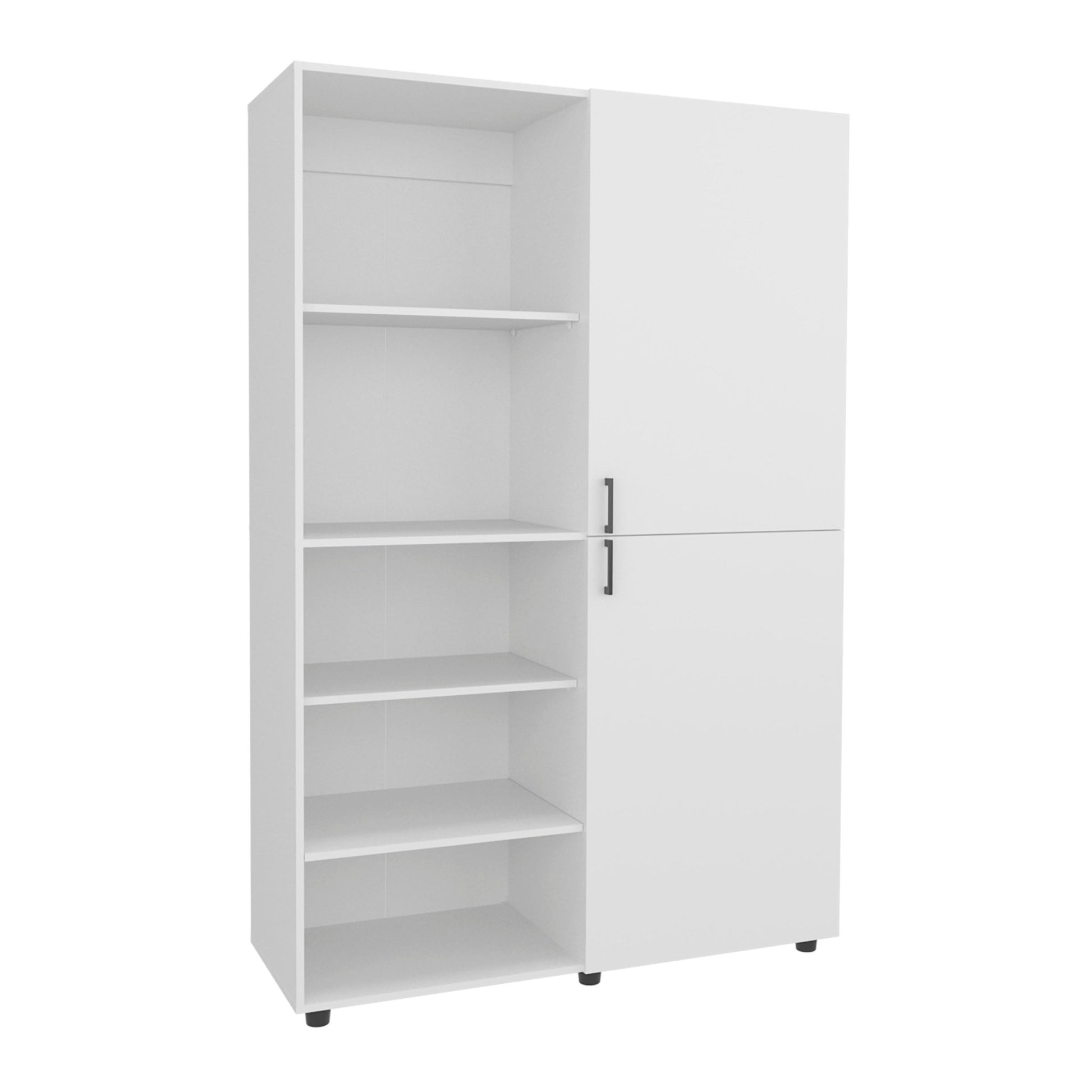 Modern White Wardrobe Cabinet with Hanging Rod & Shelves - 1st Choice Furniture Direct