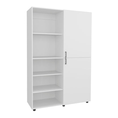 Modern White Wardrobe Cabinet with Hanging Rod & Shelves - 1st Choice Furniture Direct