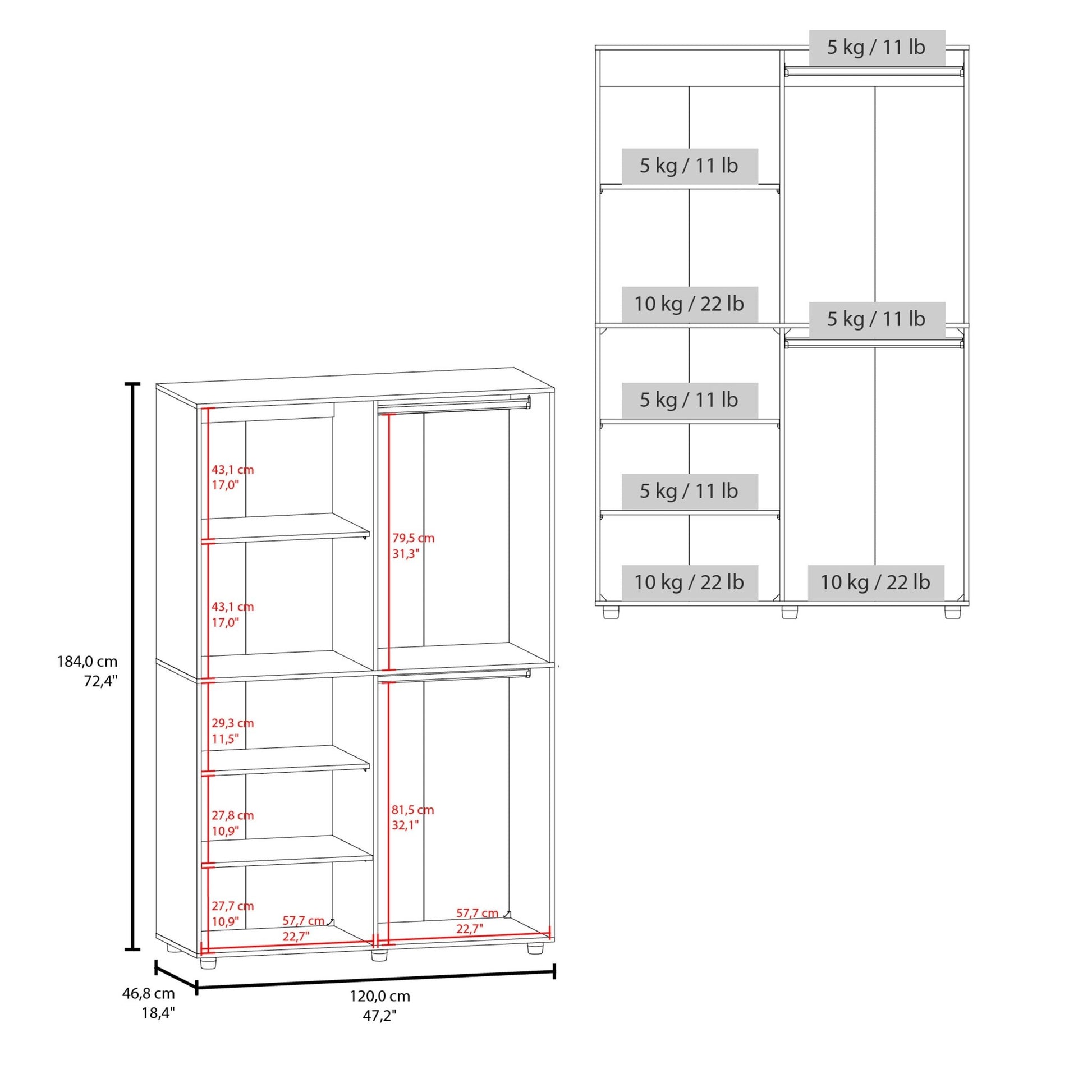 Modern White Wardrobe Cabinet with Hanging Rod & Shelves - 1st Choice Furniture Direct