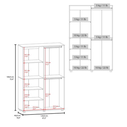 Modern White Wardrobe Cabinet with Hanging Rod & Shelves - 1st Choice Furniture Direct