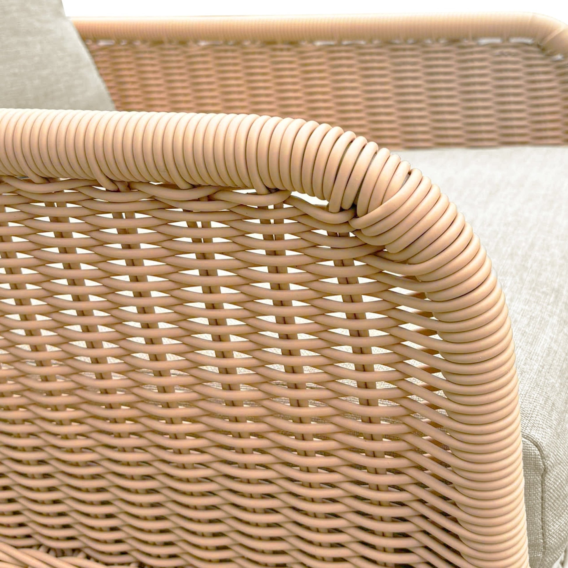 Modern Wicker Rocking Chair with Cushions | Beige Indoor/Outdoor Accent Chair with Wooden Frame - 1st Choice Furniture Direct