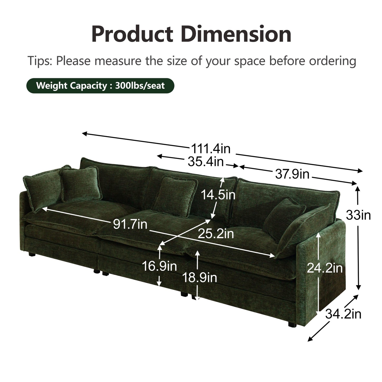 Modular 3 - Seater Chenille Sofa | Expandable Sectional Couch for Living Room - 1st Choice Furniture Direct