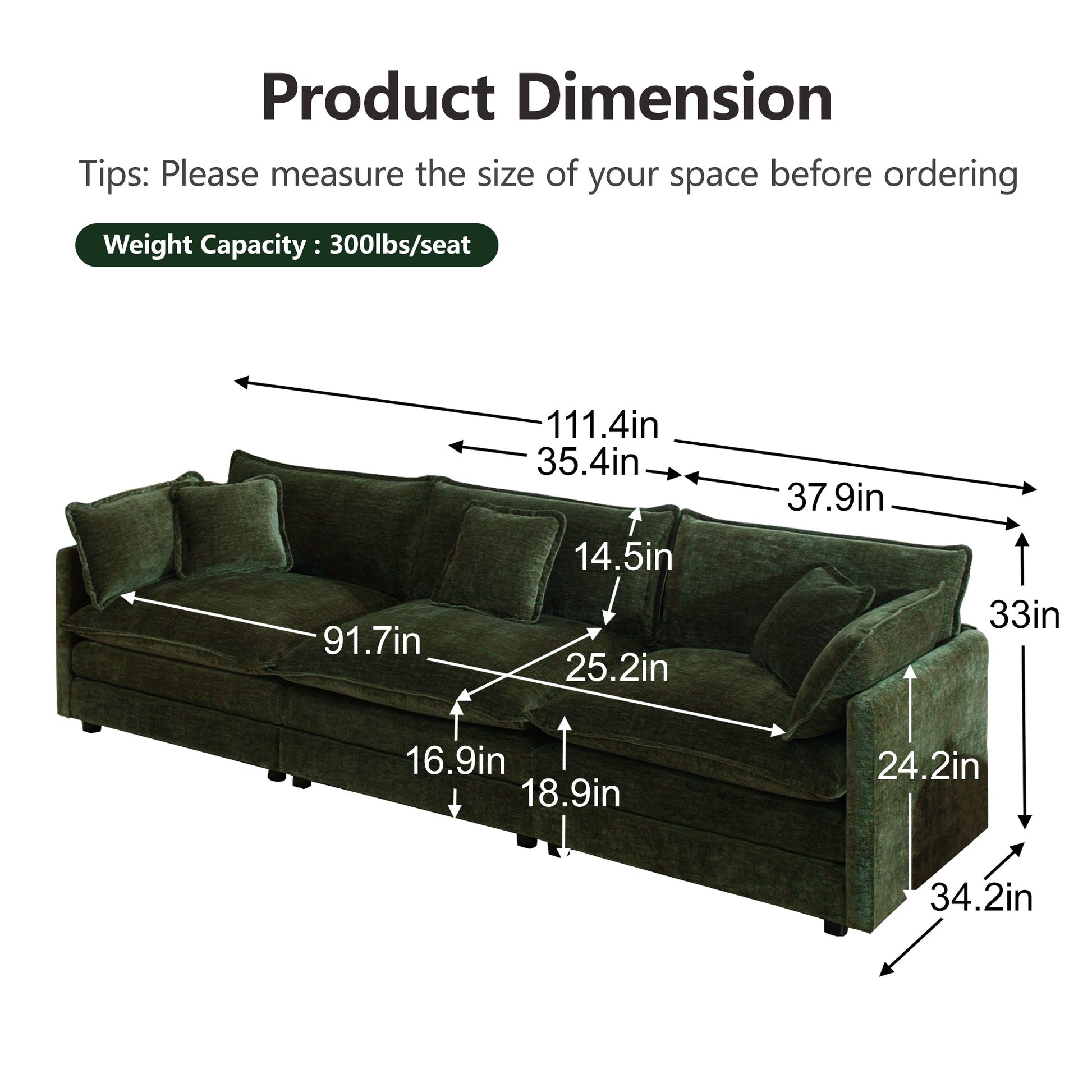 Modular 3 - Seater Chenille Sofa | Expandable Sectional Couch for Living Room - 1st Choice Furniture Direct