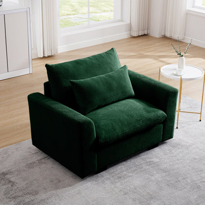 Modular Corduroy Sofa Chair – Green 1-Seater Convertible Sectional Sofa for Living Room - 1st Choice Furniture Direct
