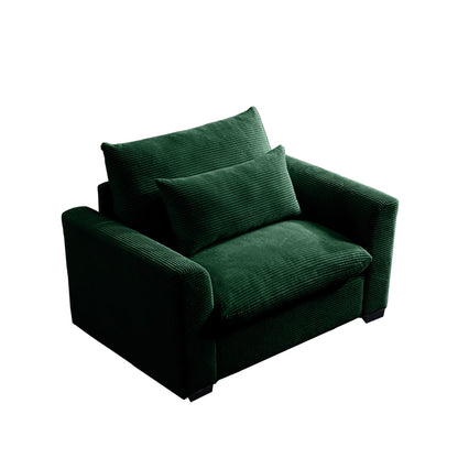 Modular Corduroy Sofa Chair – Green 1-Seater Convertible Sectional Sofa for Living Room - 1st Choice Furniture Direct