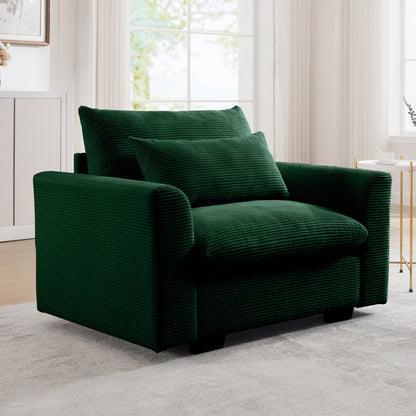 Modular Corduroy Sofa Chair – Green 1-Seater Convertible Sectional Sofa for Living Room - 1st Choice Furniture Direct