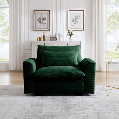 Modular Corduroy Sofa Chair – Green 1-Seater Convertible Sectional Sofa for Living Room - 1st Choice Furniture Direct