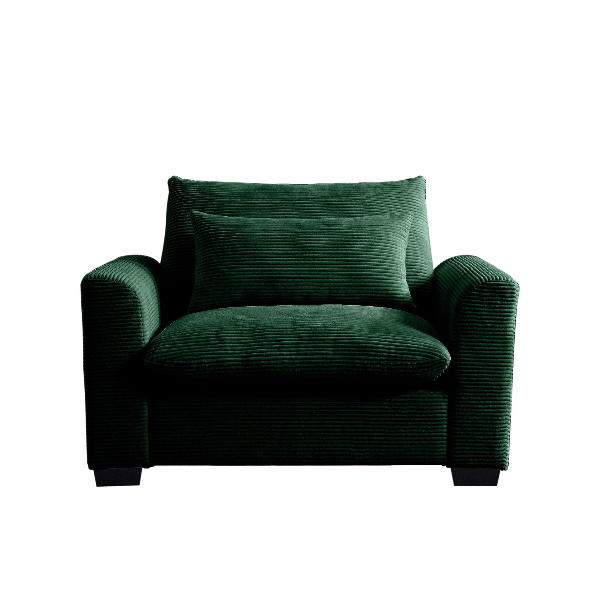Modular Corduroy Sofa Chair – Green 1-Seater Convertible Sectional Sofa for Living Room - 1st Choice Furniture Direct