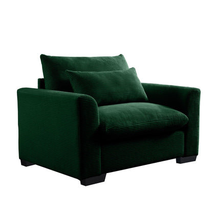 Modular Corduroy Sofa Chair – Green 1-Seater Convertible Sectional Sofa for Living Room - 1st Choice Furniture Direct