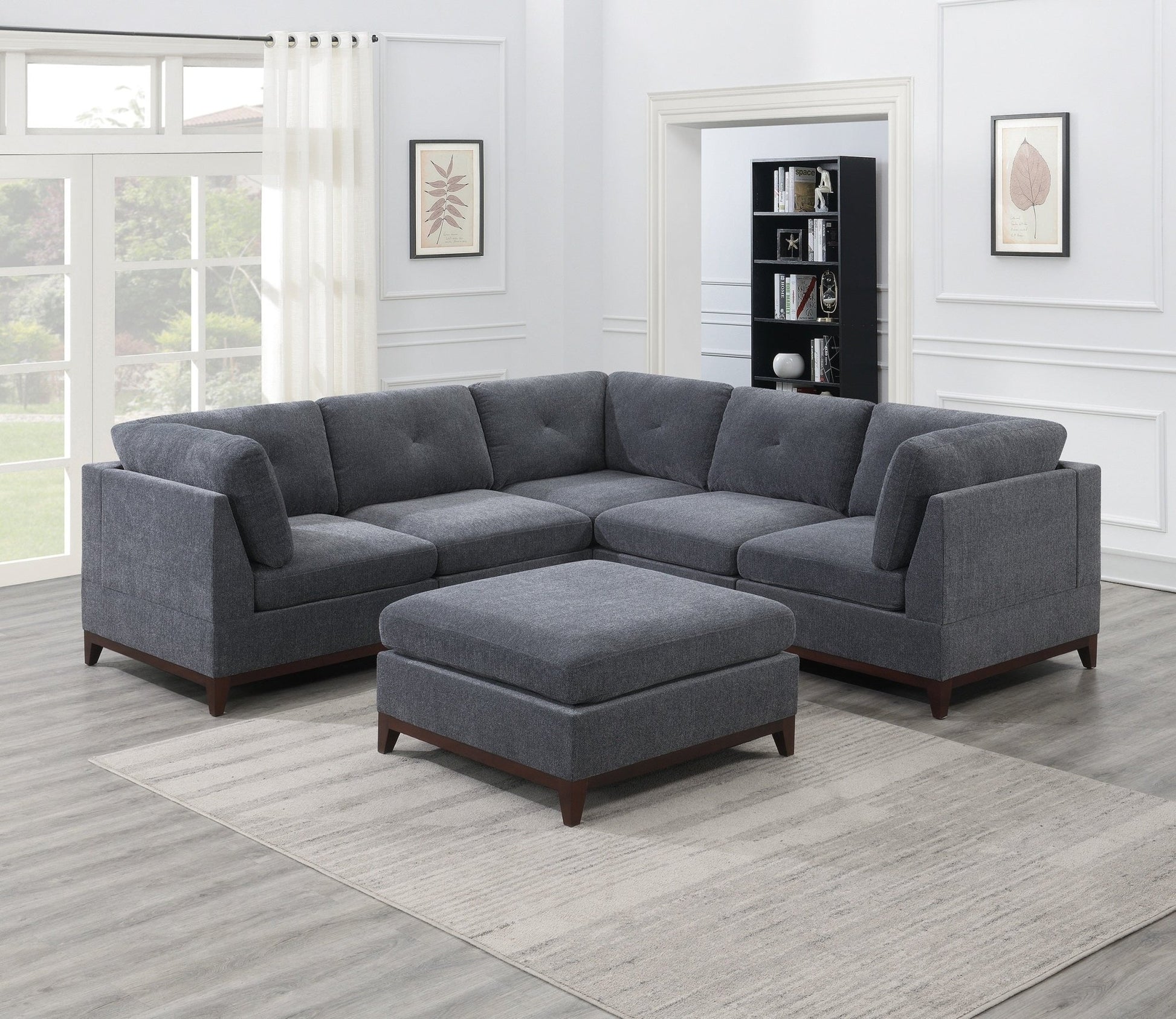 Modular Living Room Furniture Ottoman Ash Chenille Fabric 1pc Cushion Ottoman Couch - 1st Choice Furniture Direct