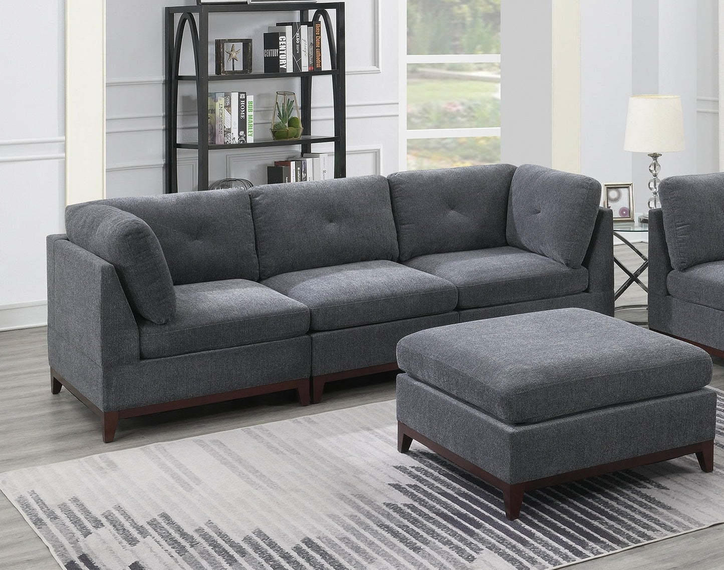 Modular Living Room Furniture Ottoman Ash Chenille Fabric 1pc Cushion Ottoman Couch - 1st Choice Furniture Direct