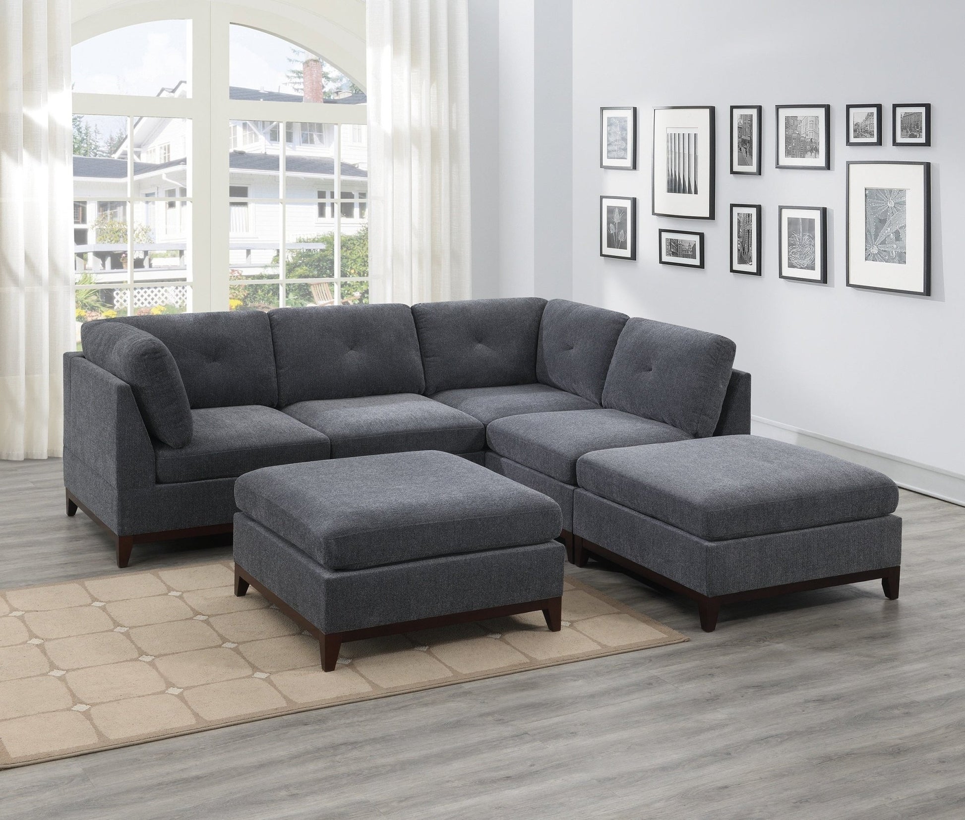 Modular Living Room Furniture Ottoman Ash Chenille Fabric 1pc Cushion Ottoman Couch - 1st Choice Furniture Direct