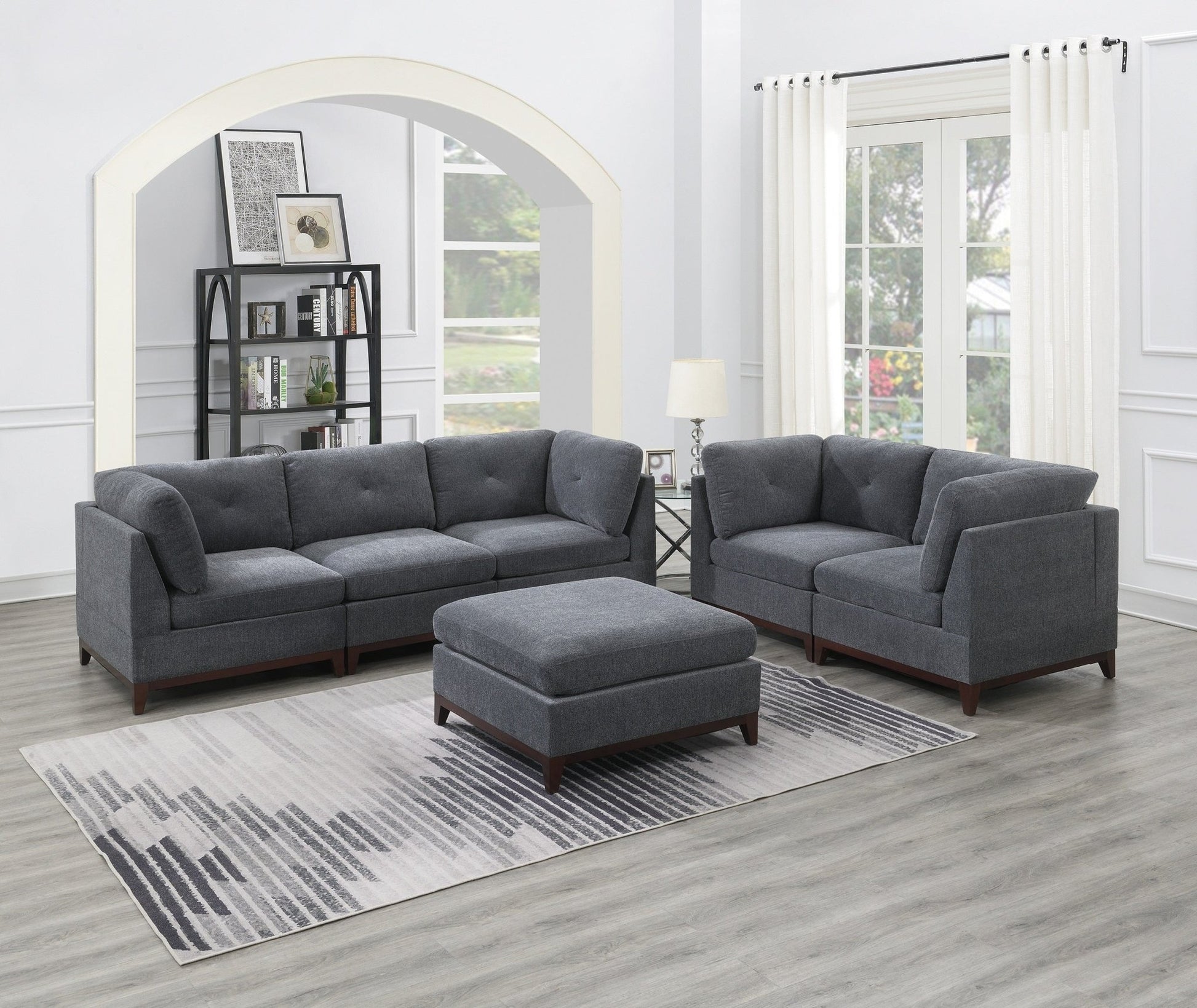 Modular Living Room Furniture Ottoman Ash Chenille Fabric 1pc Cushion Ottoman Couch - 1st Choice Furniture Direct