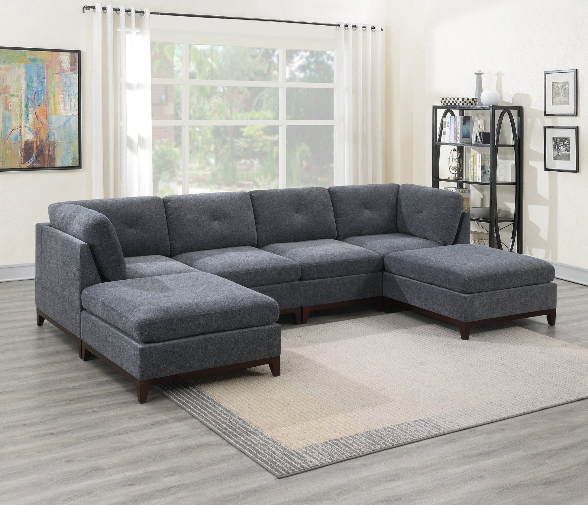 Modular Living Room Furniture Ottoman Ash Chenille Fabric 1pc Cushion Ottoman Couch - 1st Choice Furniture Direct