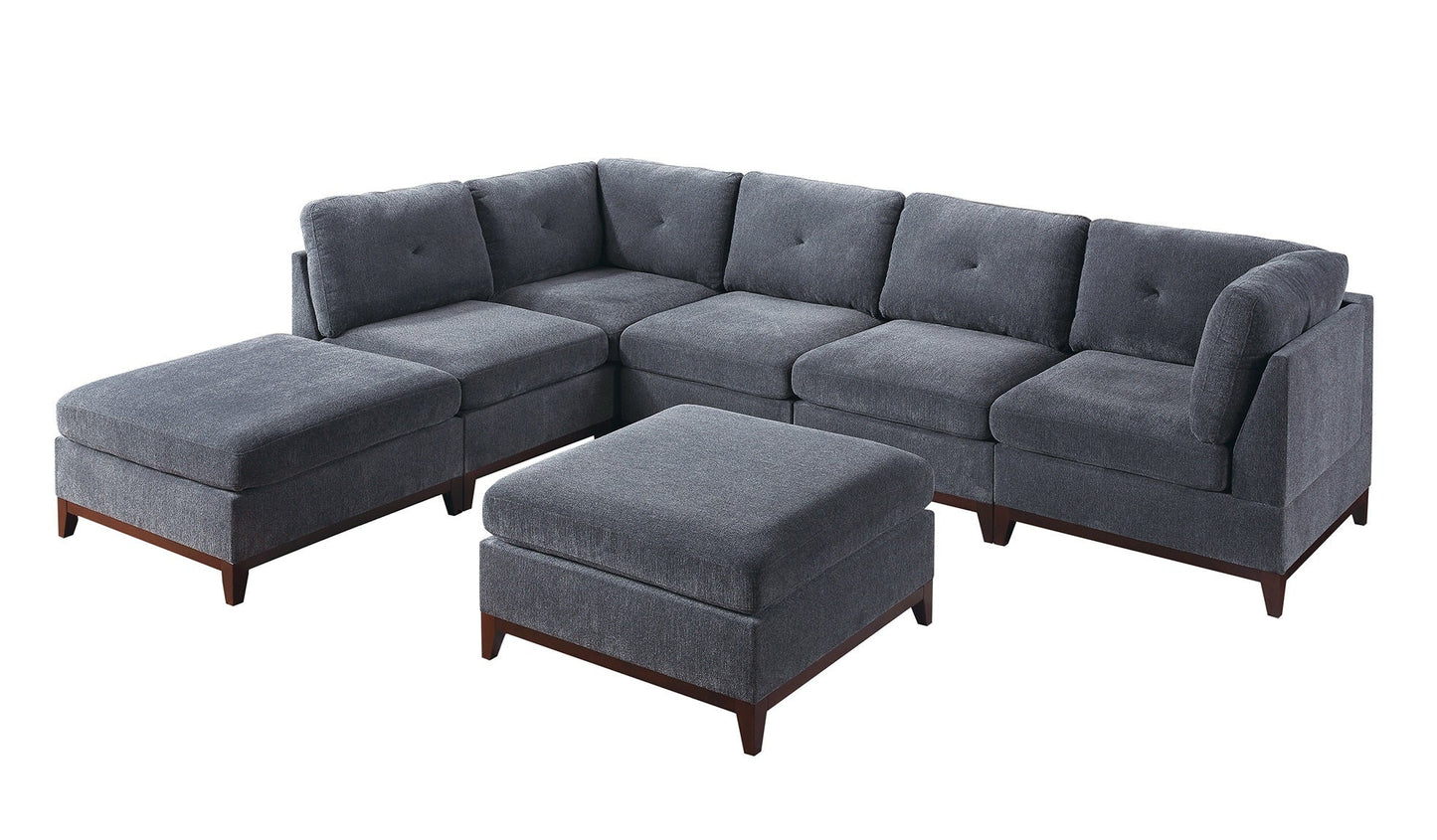 Modular Living Room Furniture Ottoman Ash Chenille Fabric 1pc Cushion Ottoman Couch - 1st Choice Furniture Direct