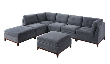 Modular Living Room Furniture Ottoman Ash Chenille Fabric 1pc Cushion Ottoman Couch - 1st Choice Furniture Direct