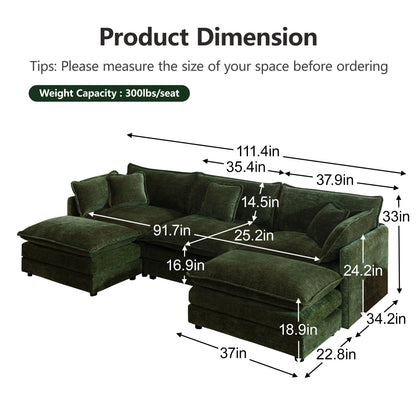 Modular Sectional Sofa 3 - Seater Chenille Couch | Customizable L - Shaped / U - Shaped Living Room Sofa - 1st Choice Furniture Direct