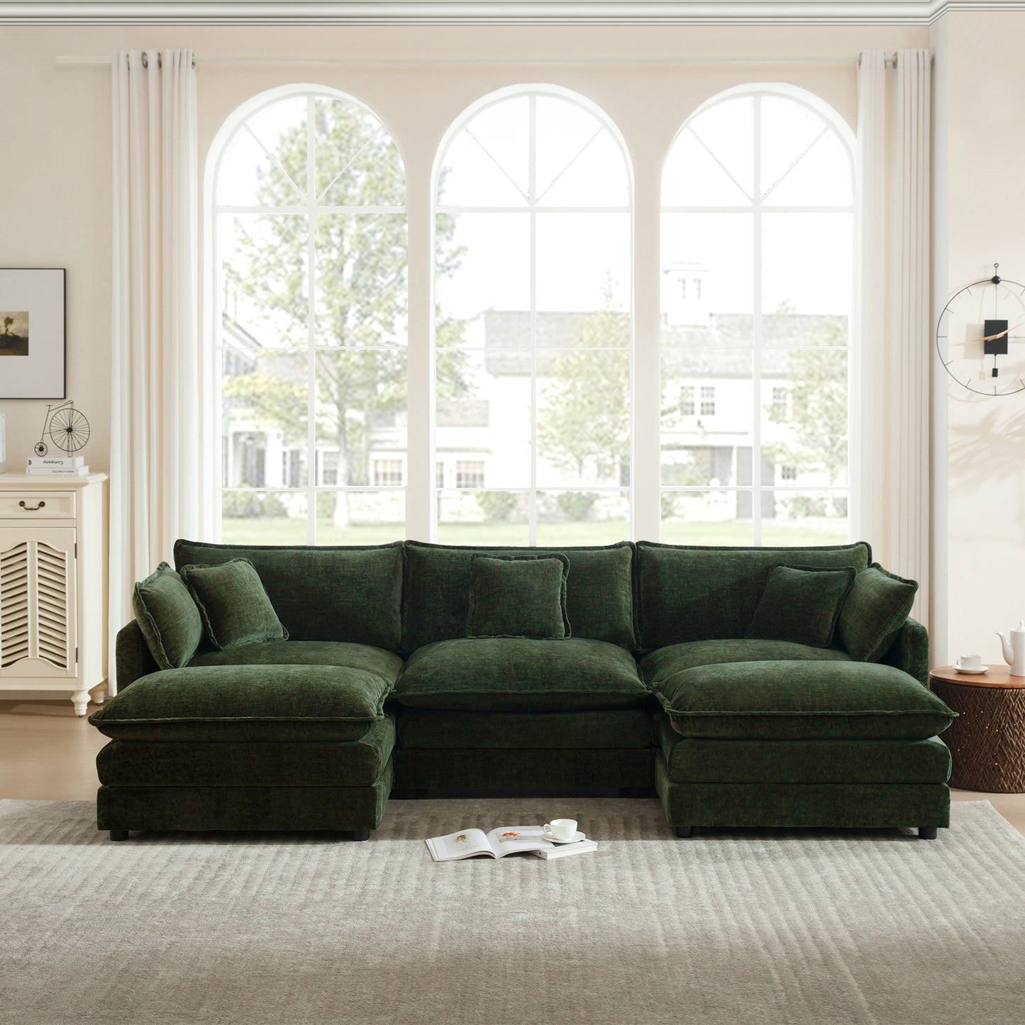 Modular Sectional Sofa 3 - Seater Chenille Couch | Customizable L - Shaped / U - Shaped Living Room Sofa - 1st Choice Furniture Direct