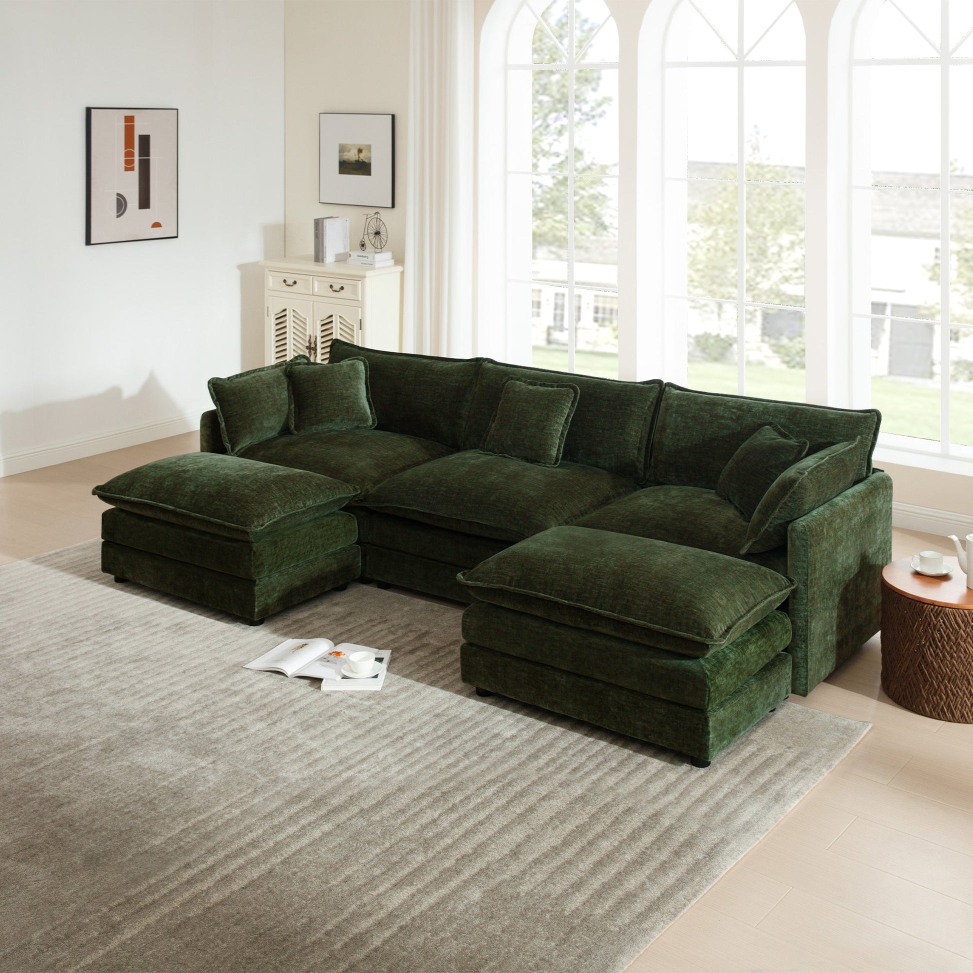 Modular Sectional Sofa 3 - Seater Chenille Couch | Customizable L - Shaped / U - Shaped Living Room Sofa - 1st Choice Furniture Direct