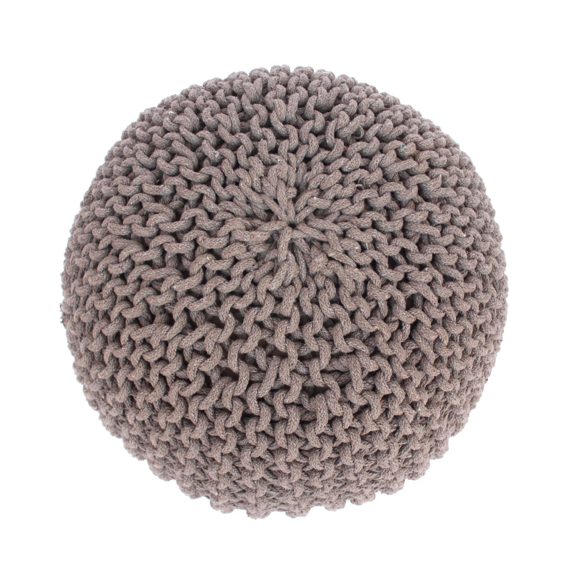 Moro Knitted Cotton Round Pouf with Pumpkin Shape in Brown, 20 x 20 inches - 1st Choice Furniture Direct
