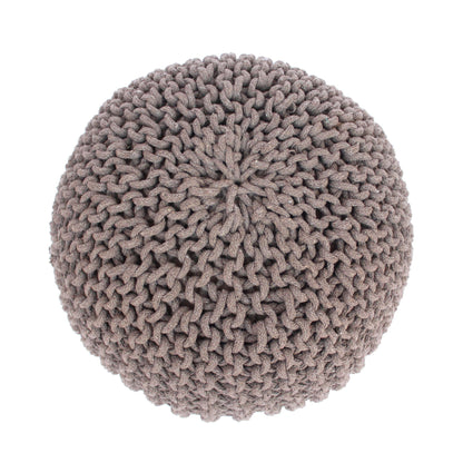 Moro Knitted Cotton Round Pouf with Pumpkin Shape in Brown, 20 x 20 inches - 1st Choice Furniture Direct