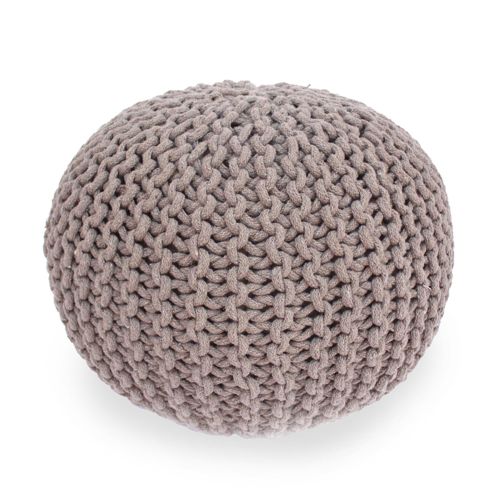 Moro Knitted Cotton Round Pouf with Pumpkin Shape in Brown, 20 x 20 inches - 1st Choice Furniture Direct
