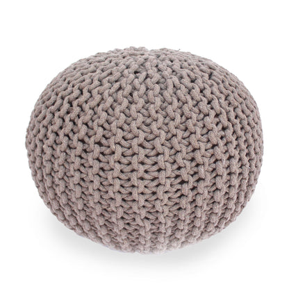 Moro Knitted Cotton Round Pouf with Pumpkin Shape in Brown, 20 x 20 inches - 1st Choice Furniture Direct