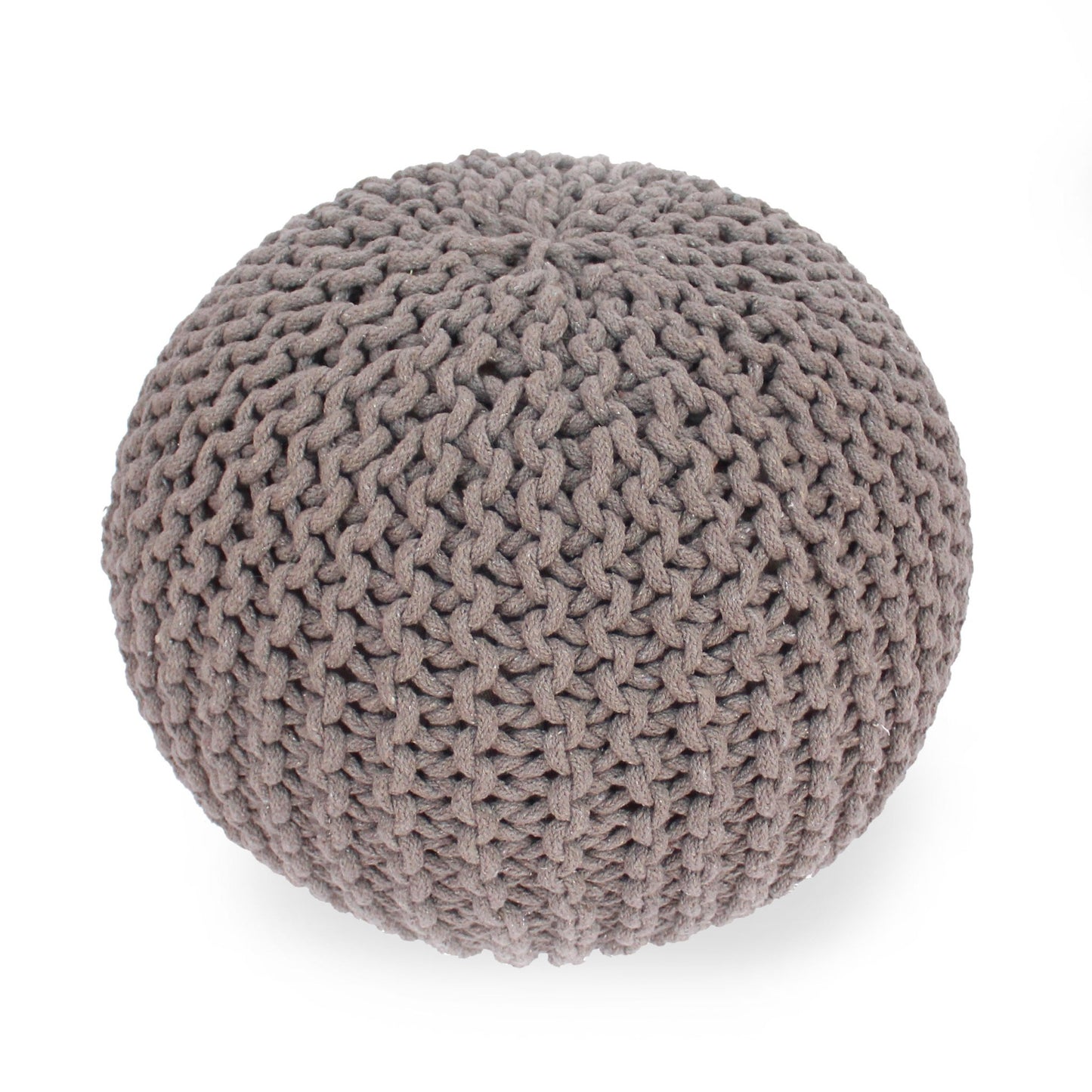 Moro Knitted Cotton Round Pouf with Pumpkin Shape in Brown, 20 x 20 inches - 1st Choice Furniture Direct