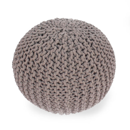 Moro Knitted Cotton Round Pouf with Pumpkin Shape in Brown, 20 x 20 inches - 1st Choice Furniture Direct