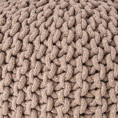 Moro Knitted Cotton Round Pouf with Pumpkin Shape in Brown, 20 x 20 inches - 1st Choice Furniture Direct