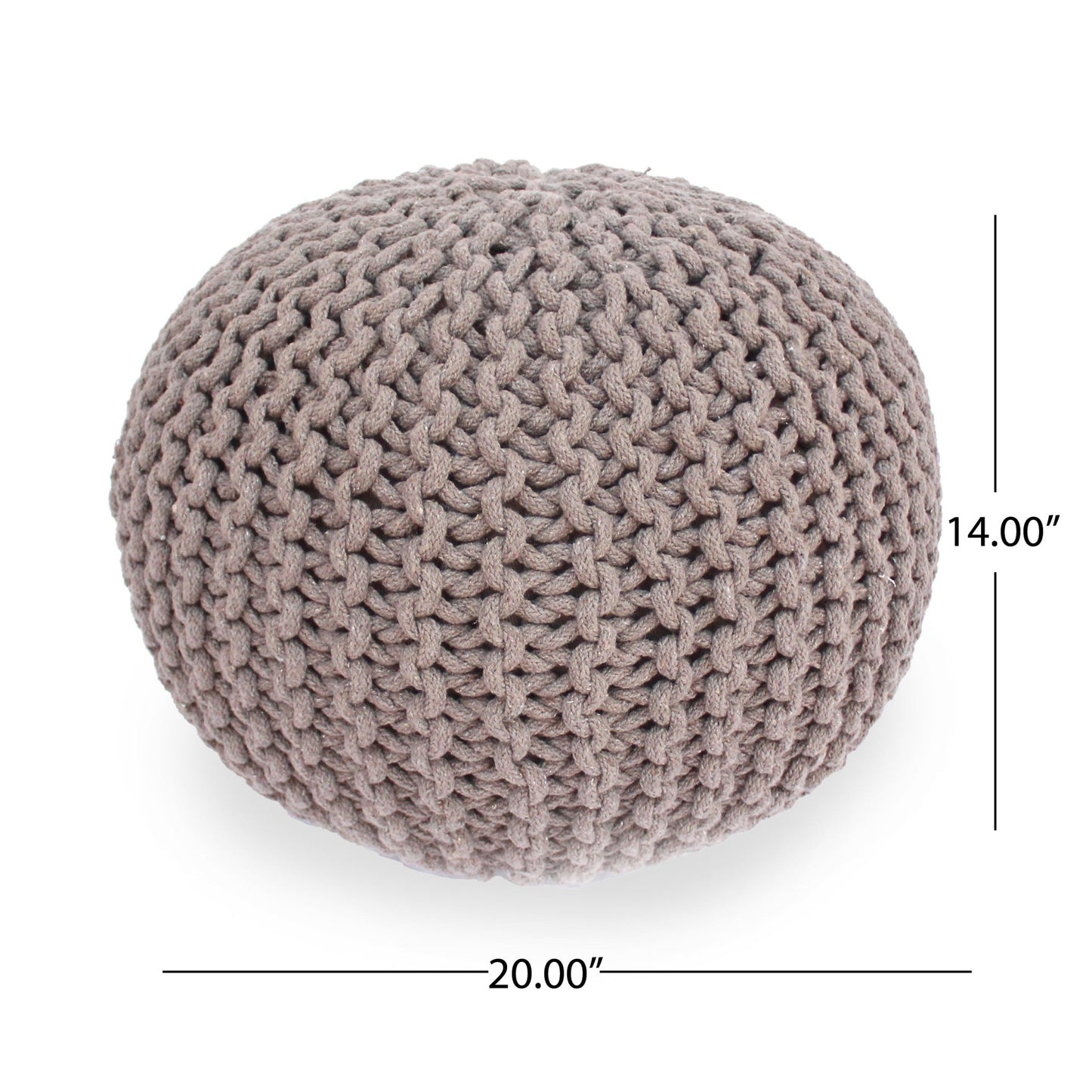 Moro Knitted Cotton Round Pouf with Pumpkin Shape in Brown, 20 x 20 inches - 1st Choice Furniture Direct